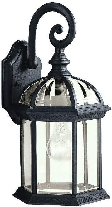 Black Cast Aluminum 15.5" Lantern Wall Sconce with Clear Glass