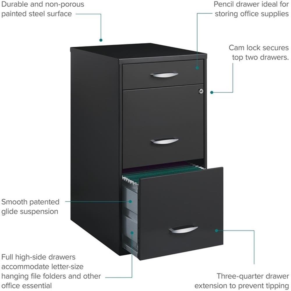 Scranton & Co 3 Drawer File Cabinet in Charcoal