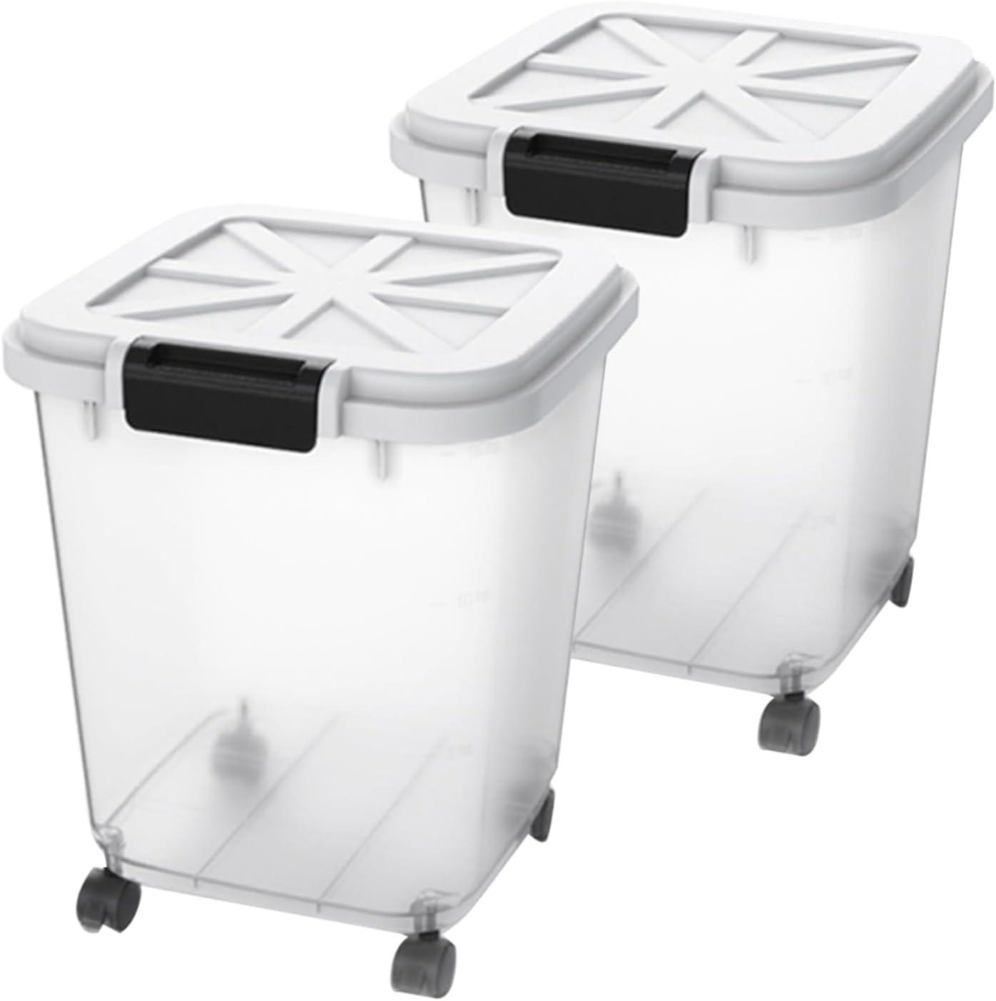 Clear and Black Airtight Plastic Food Storage Containers, 25 Liters, 2 Count