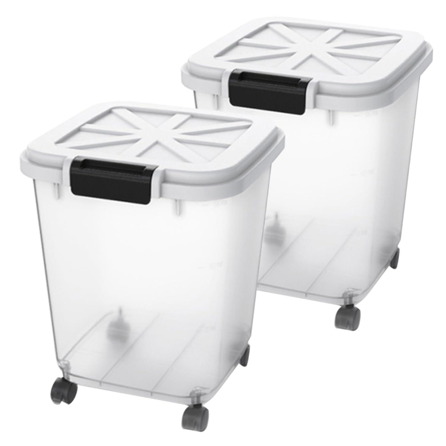 Clear and Black Airtight Plastic Food Storage Containers, 25 Liters, 2 Count