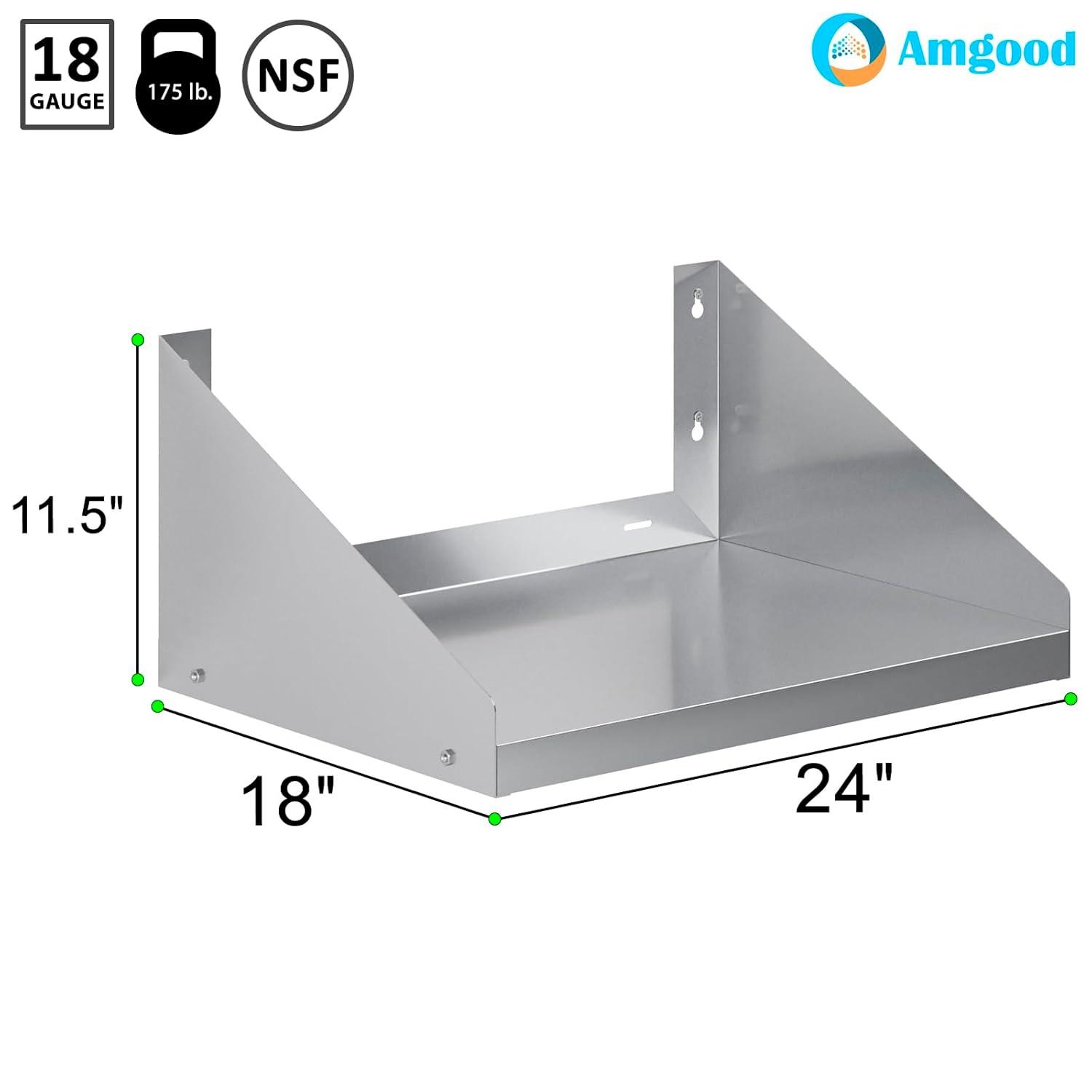 24" Stainless Steel Wall Shelf with Side Guards