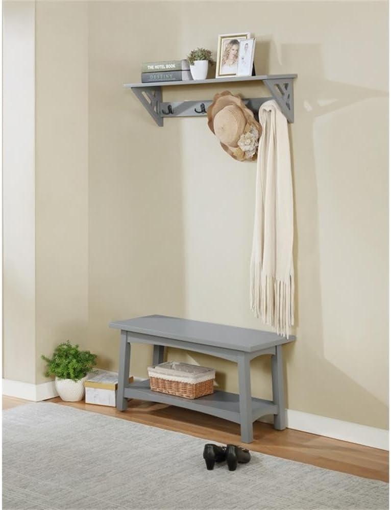 Alaterre Craftsbury 36 in. Sturdy Pine Wood Entryway Bench, Open Design Accent Furniture, Gray