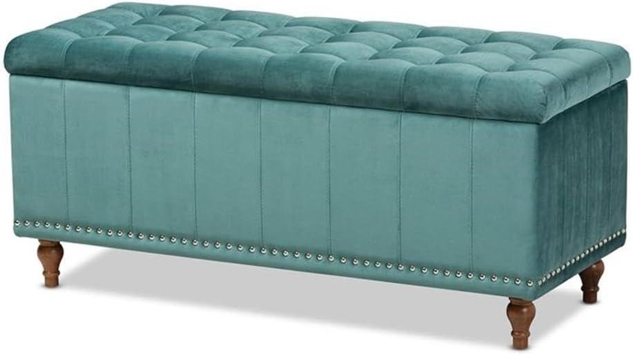 Kaylee Velvet Upholstered Button Tufted Ottoman Bench with Interior Storage - Baxton Studio