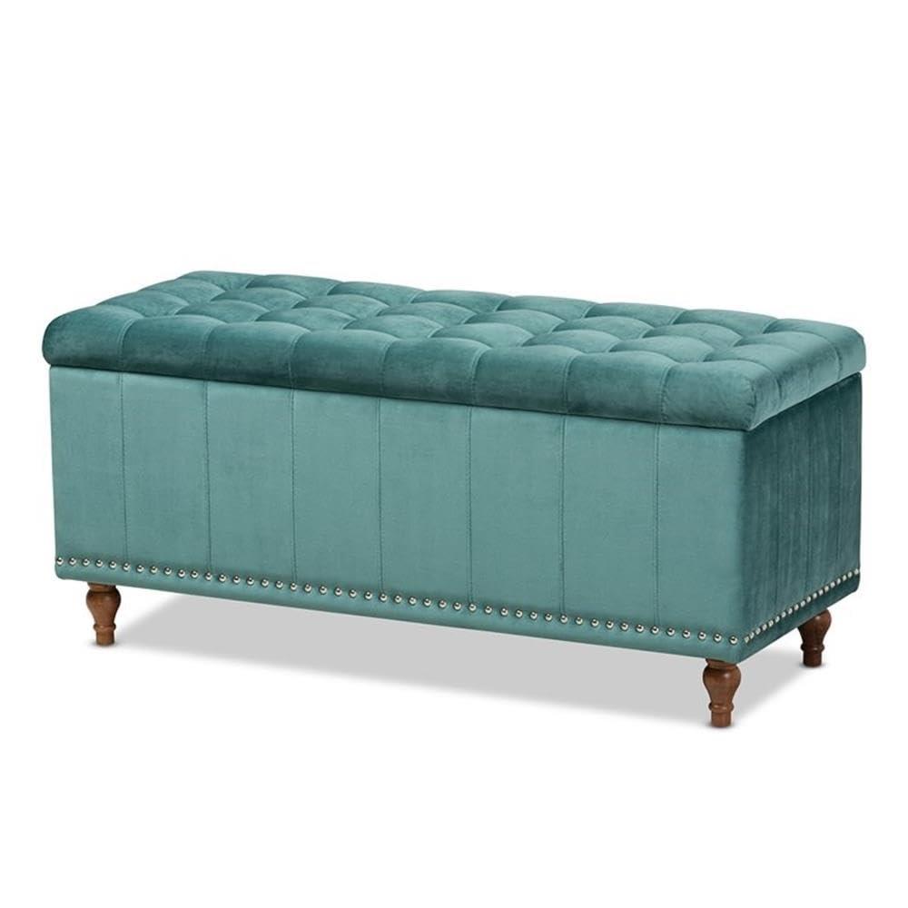 Kaylee Velvet Upholstered Button Tufted Ottoman Bench with Interior Storage - Baxton Studio
