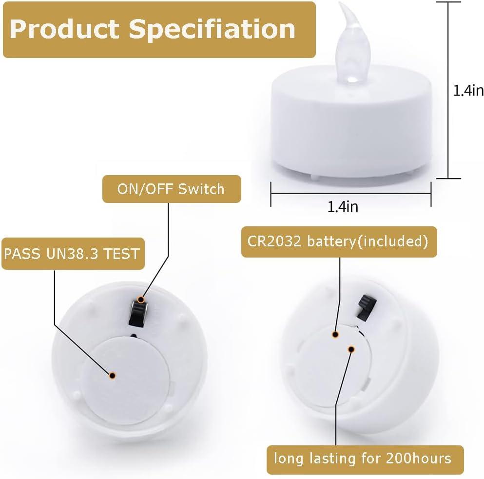 Yellow Flameless LED Tealight Candles with Timer, 12-Pack