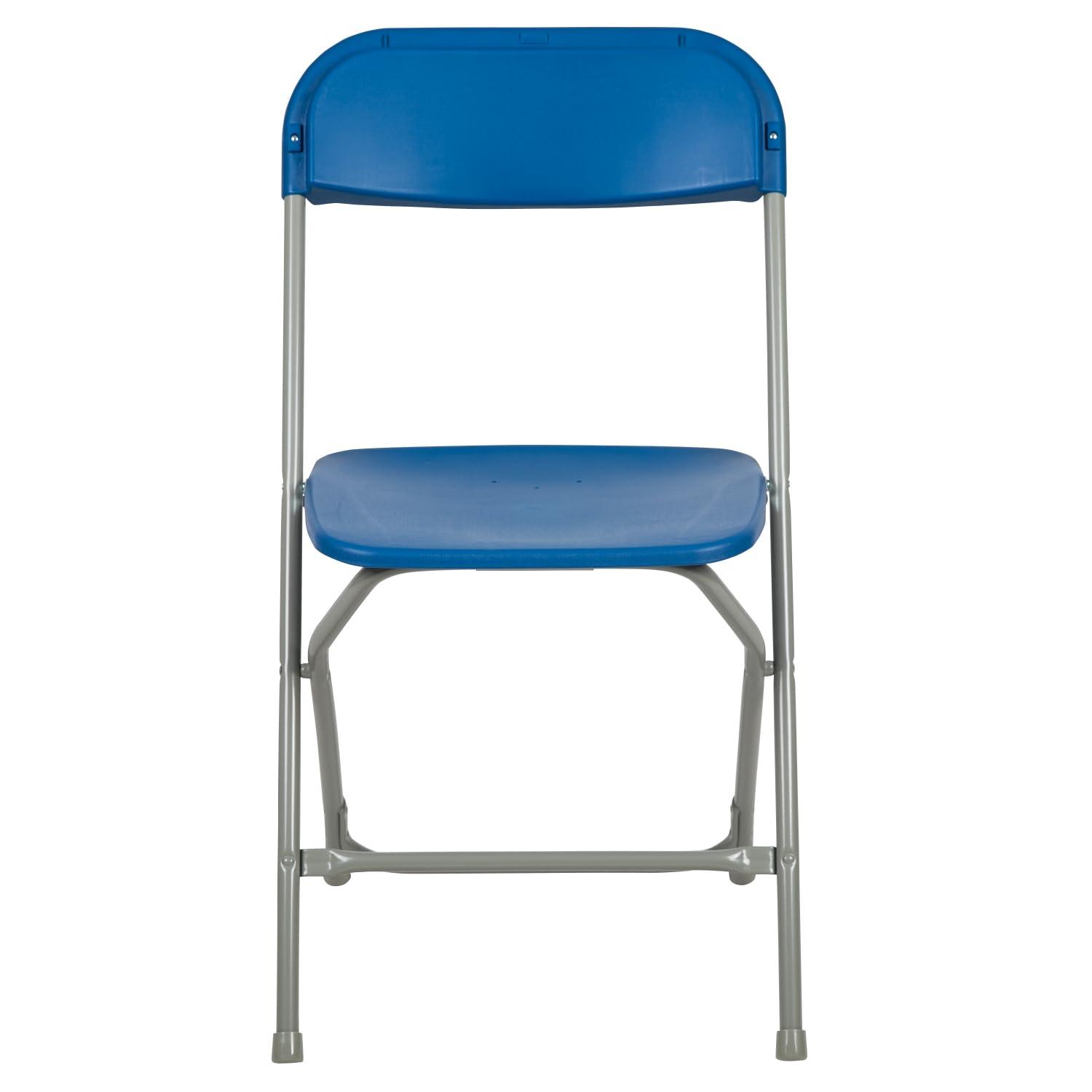 Flash Furniture Hercules Series Plastic Folding Chair - Blue - 650LB Weight Capacity Comfortable Event Chair - Lightweight Folding Chair -