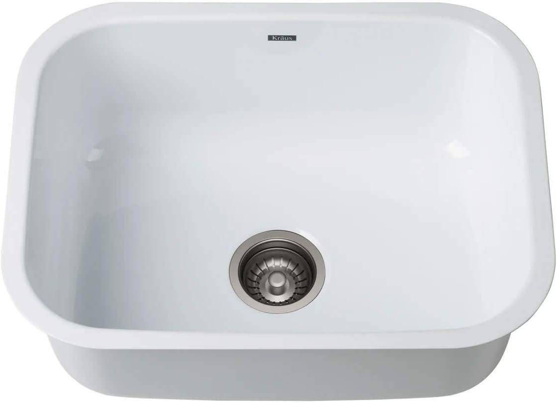 23-Inch White Stainless Steel Undermount Single Bowl Kitchen Sink