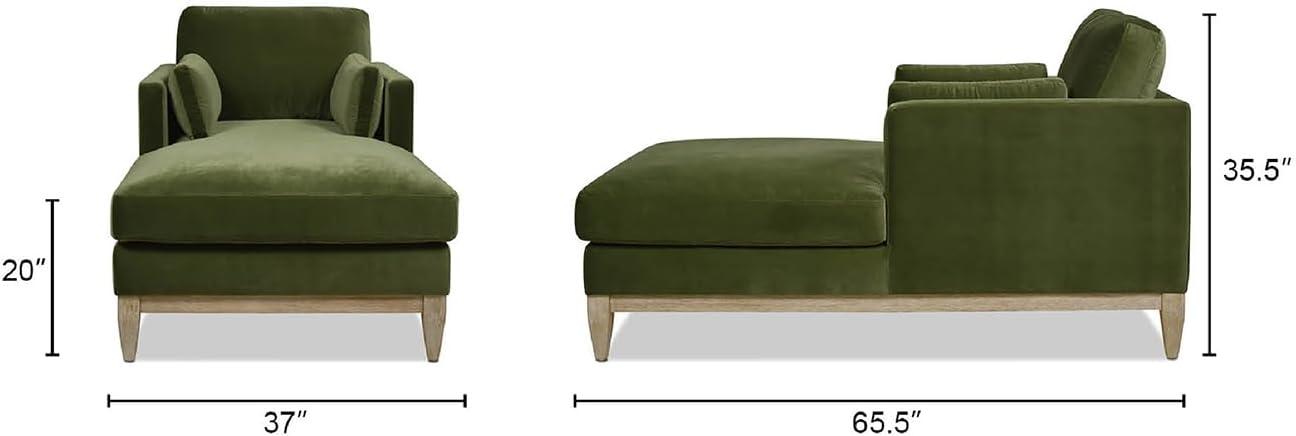Jennifer Taylor Home Knox 65" Modern Farmhouse Performance Velvet Living Room Chaise Lounge Chair in Olive Green