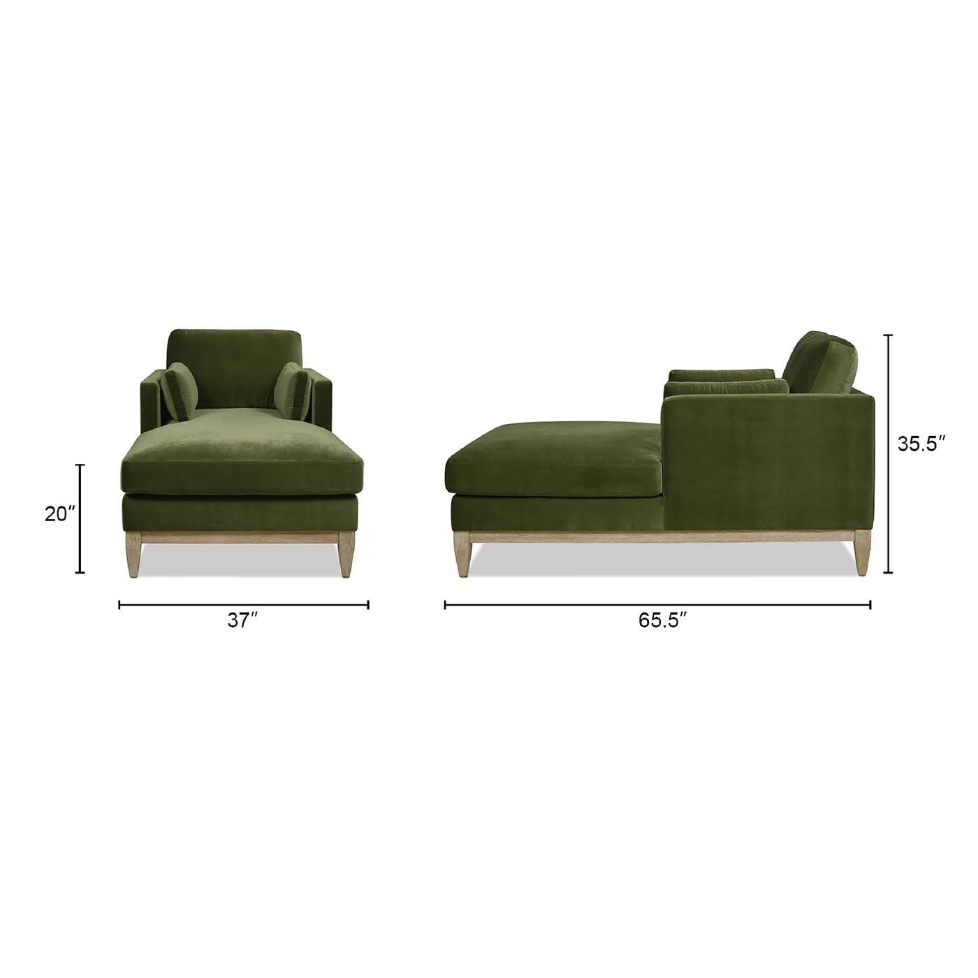 Jennifer Taylor Home Knox 65" Modern Farmhouse Performance Velvet Living Room Chaise Lounge Chair in Olive Green