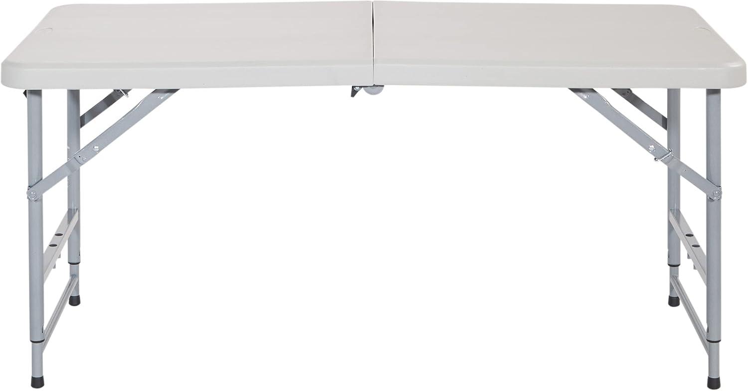 4' Long- Height Adjustable Fold in Half Resin Multi Purpose Table in Light Gray