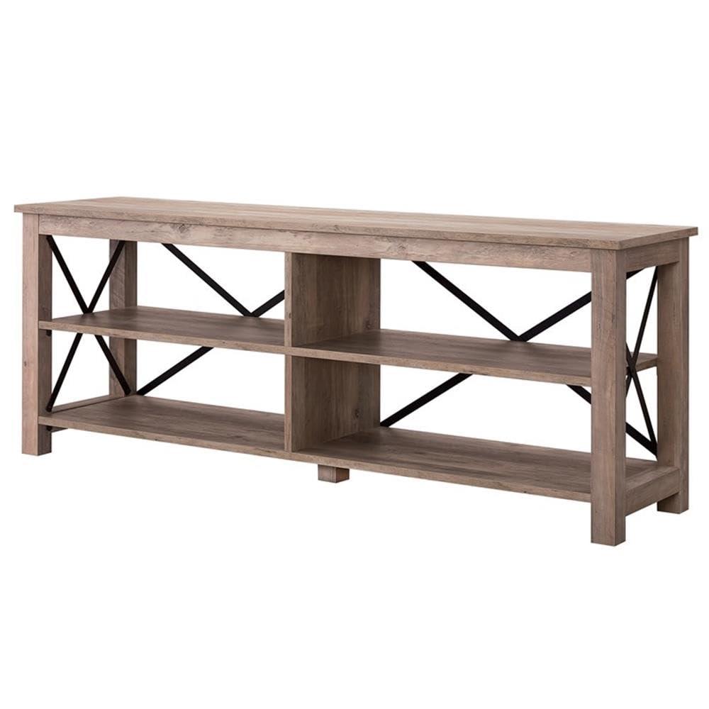 Evelyn&Zoe Sawyer Rectangular TV Stand for TV's up to 75", Gray Oak