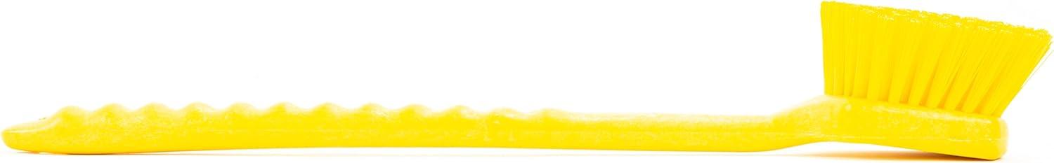 Yellow Long Handle Plastic Scrub Brush with Polyester Bristles