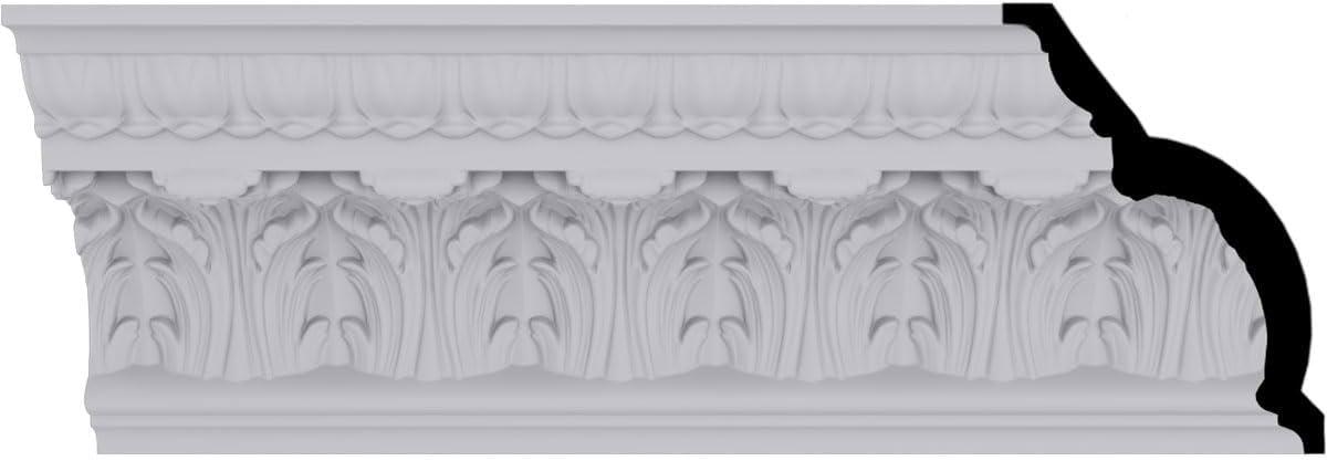 Ekena Millwork 7 3/4"H x 5 1/2"P x 9 1/2"F x 94 1/2"L Odessa Leaf Dentil Crown Moulding