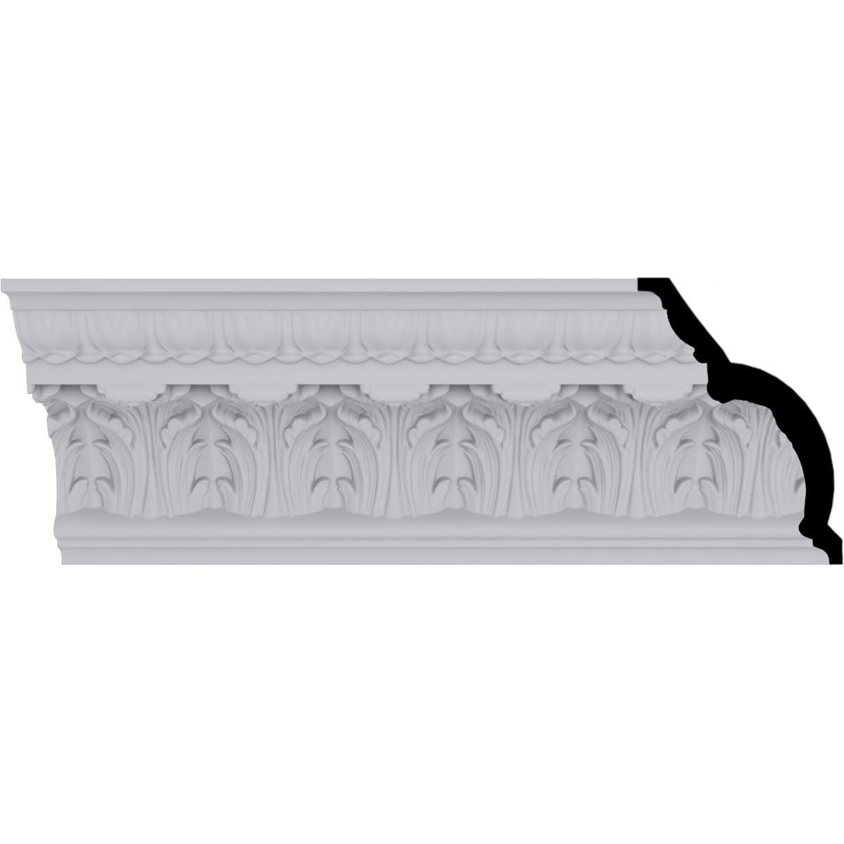 Ekena Millwork 7 3/4"H x 5 1/2"P x 9 1/2"F x 94 1/2"L Odessa Leaf Dentil Crown Moulding