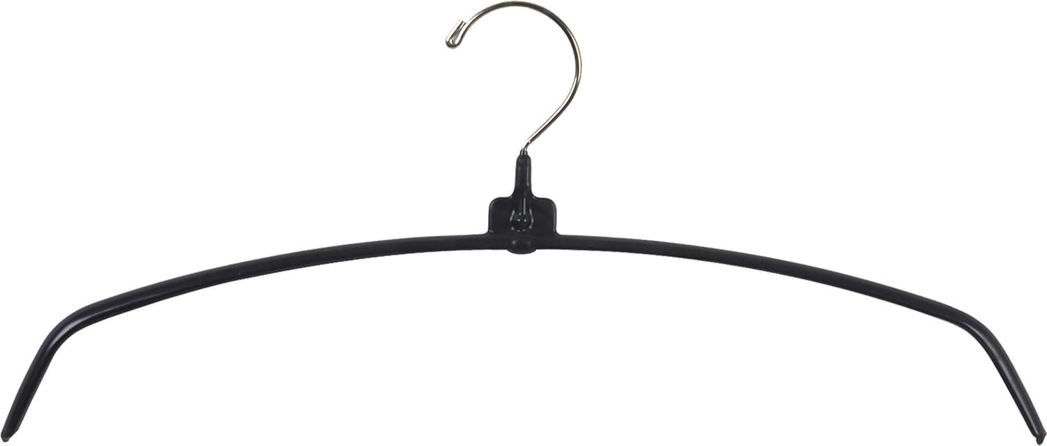 Black Rubberized Ultra-Thin Metal Hangers with Swivel Hook, Set of 50