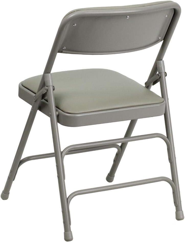 Flash Furniture 4 Pack HERCULES Series Curved Triple Braced & Double Hinged Gray Vinyl Metal Folding Chair