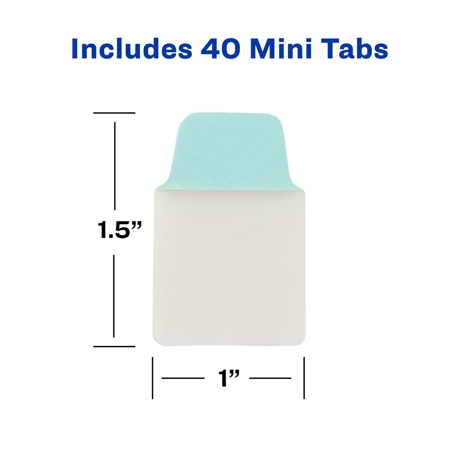 Avery Mini Ultra Tabs, 1" x 1.5", 2-Side Writable, Pastel Colors, 40 Repositionable Tabs, 72 Packs (74761)