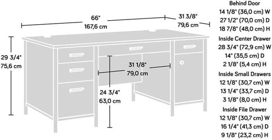 Whitaker Point Executive Desk Natural Maple - Sauder: Home Office Furniture with Storage & Keyboard Tray