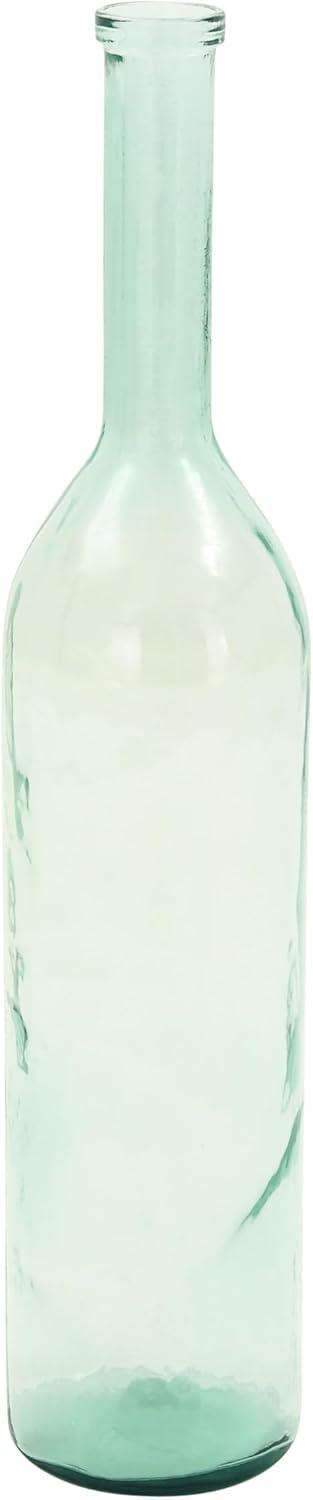 DecMode Farmhouse Recycled Glass Blue Spanish Decorative Vase, 8"W x 40"H