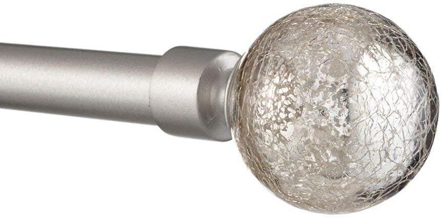 Exclusive Home 36"-72" Silver Aged Sphere Curtain Rod - Matte Silver