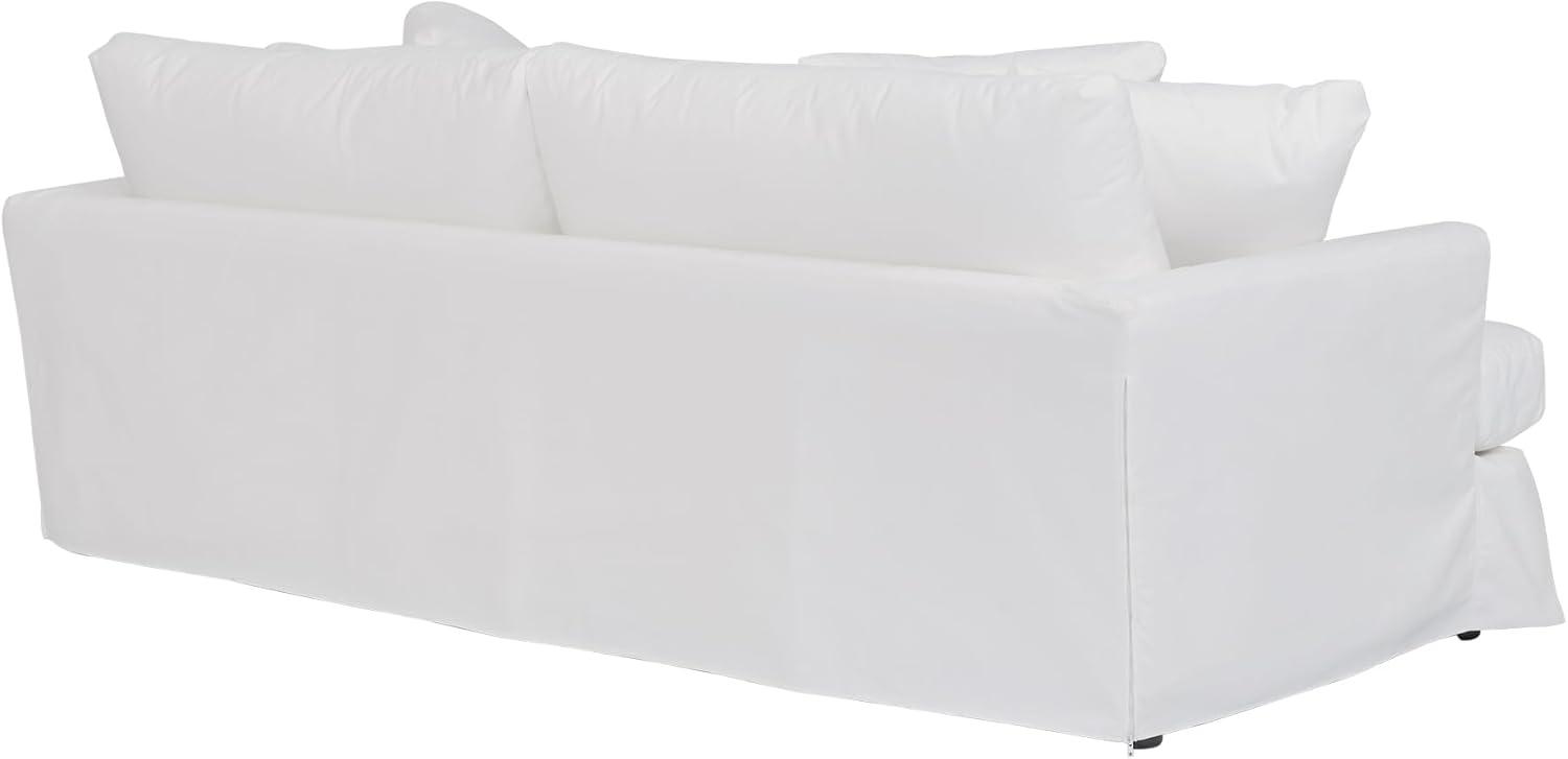 Armen Living Ciara 93" Upholstered Modern Polyurethane Sofa in Pearl