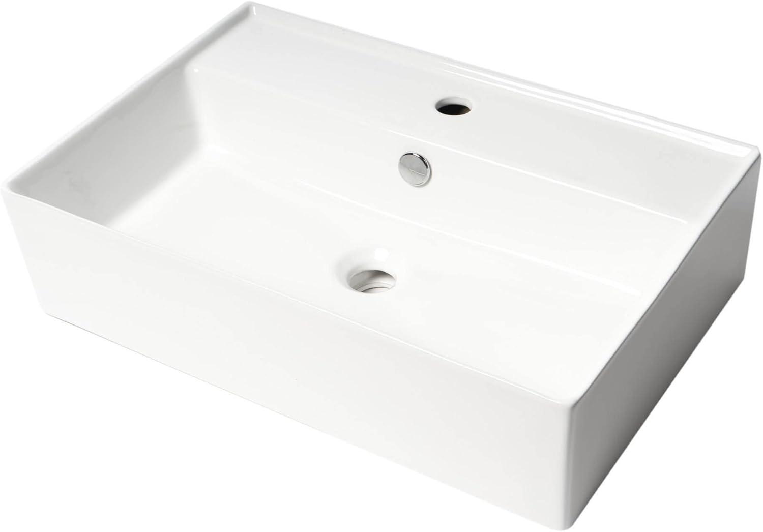 Alfi Brand 15.75'' Porcelain Rectangular Bathroom Sink with Overflow