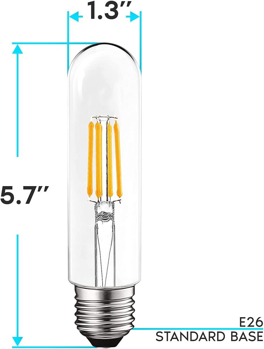 Luxrite 6-Pack T10 LED Bulb 5W=60W 3000K Soft White Edison Bulb 500 Lumens Tubular Light Bulb Damp Rated UL Listed E26