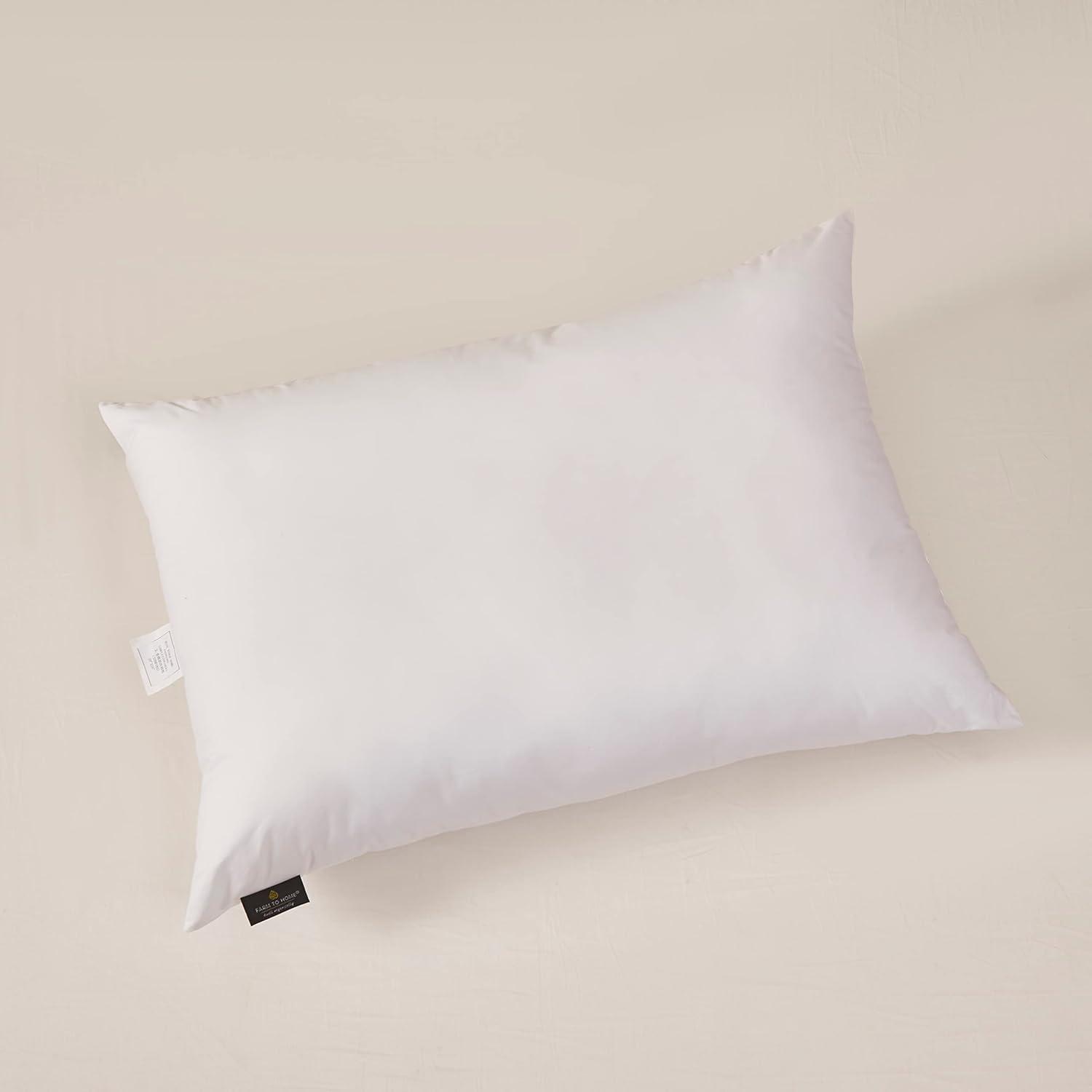 Farm To Home  Organic Blended Cotton Down Alternative Pillow - 2 Pack - White Jumbo - Set of 2