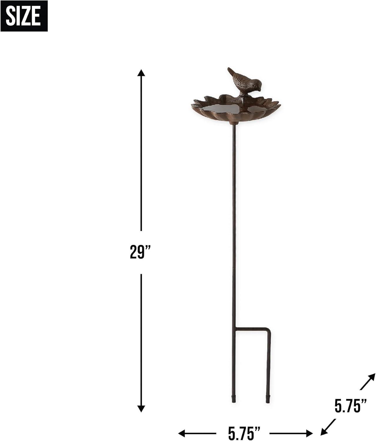 Bronze Cast Iron Flower Shaped Bird Bath with Bird