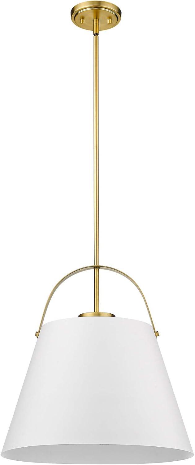 18" Matte Black and Heritage Brass Steel Pendant Light