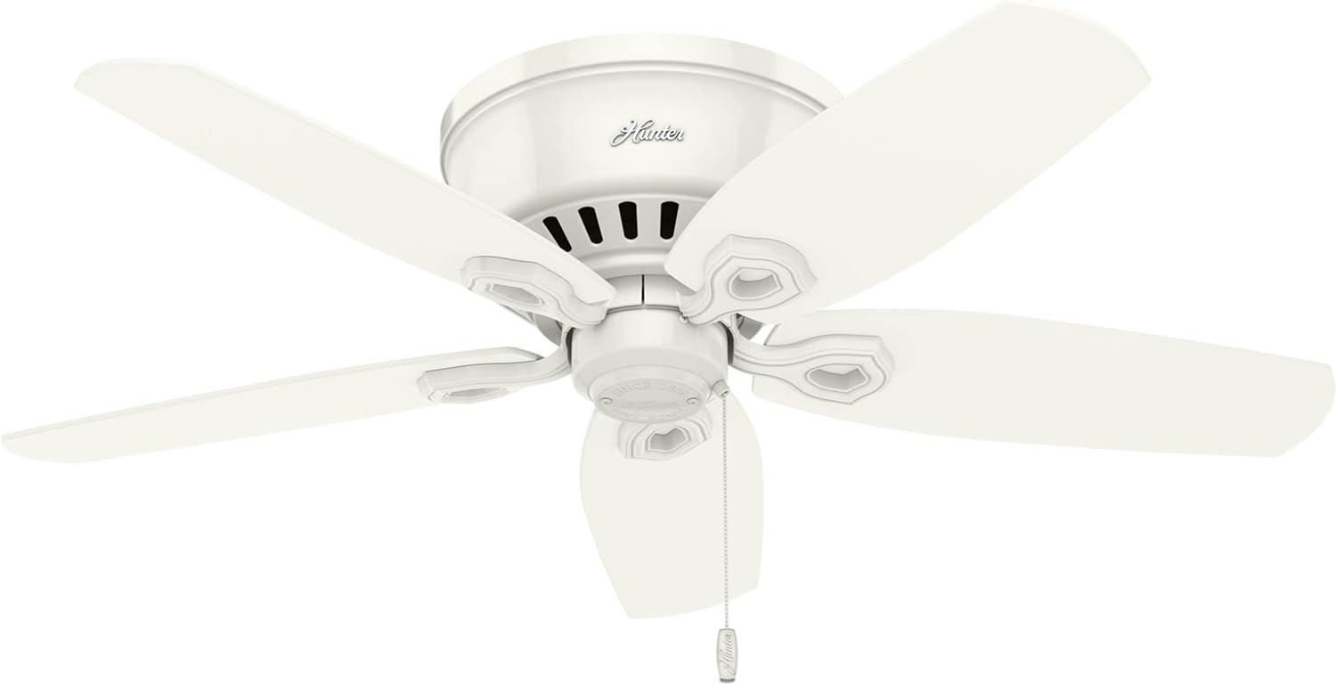 42" Builder Low Profile Ceiling Fan (Includes LED Light Bulb) White - Hunter Fan: 5-Blade, Reversible Motor, Flush Mount