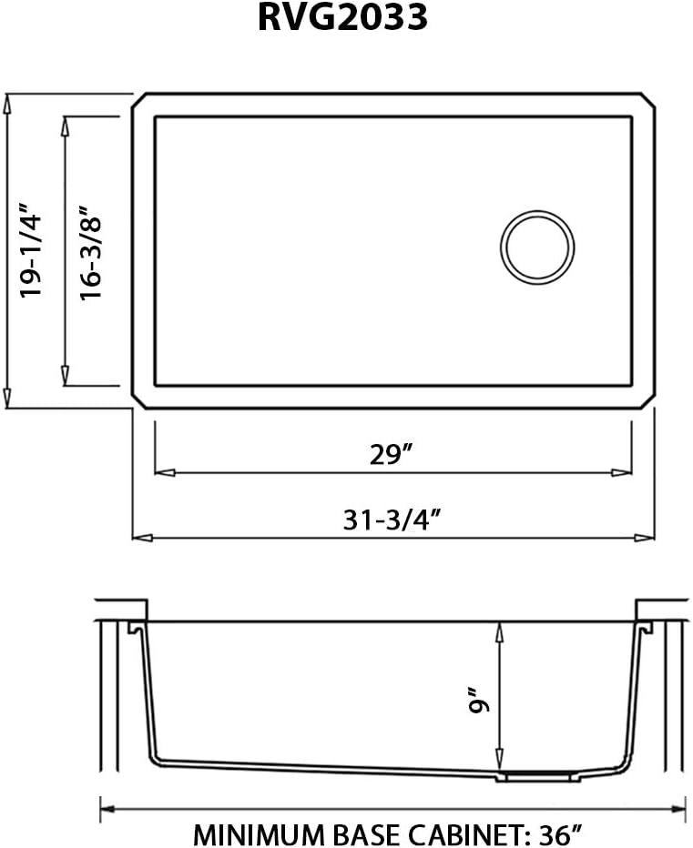 Ruvati 32 x 19 inch epiGranite Undermount Granite Composite Kitchen Sink