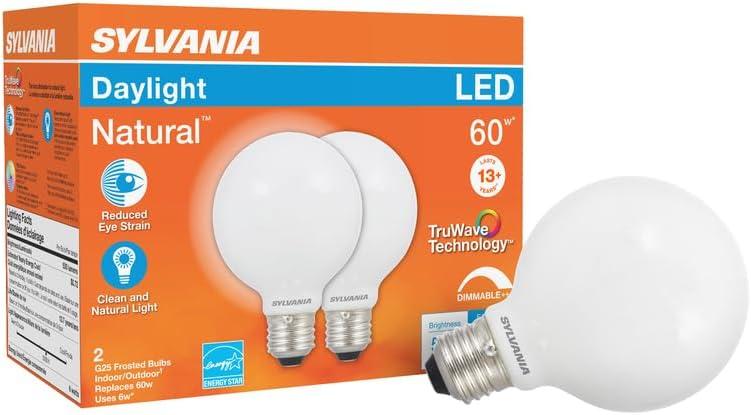 Sylvania TruWave G25 E26 (Medium) LED Bulb Daylight 60 Watt Equivalence 2 pk