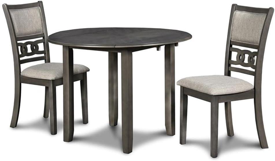 New Classic Furniture,Gia 3-Piece 42" Wood Round Dining Set With 2 Chairs In Gray