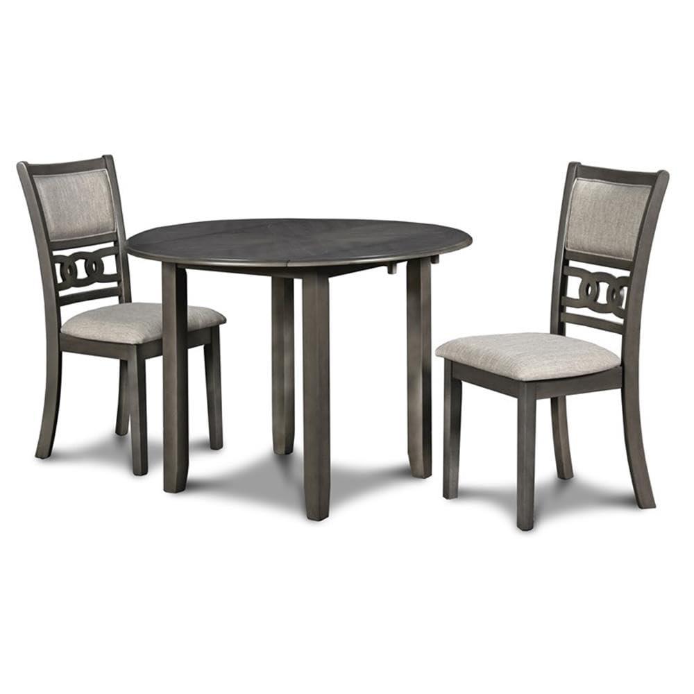 New Classic Furniture,Gia 3-Piece 42" Wood Round Dining Set With 2 Chairs In Gray