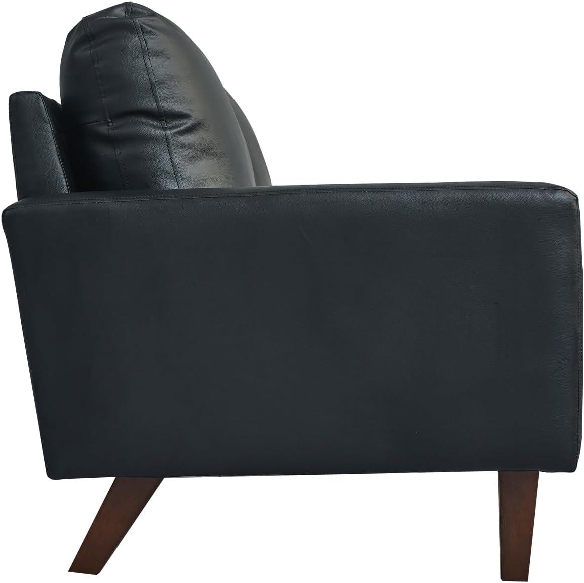 Hybition Faux Leather Sofa Mid-Century Modern Couch for Living Room/Office-Black