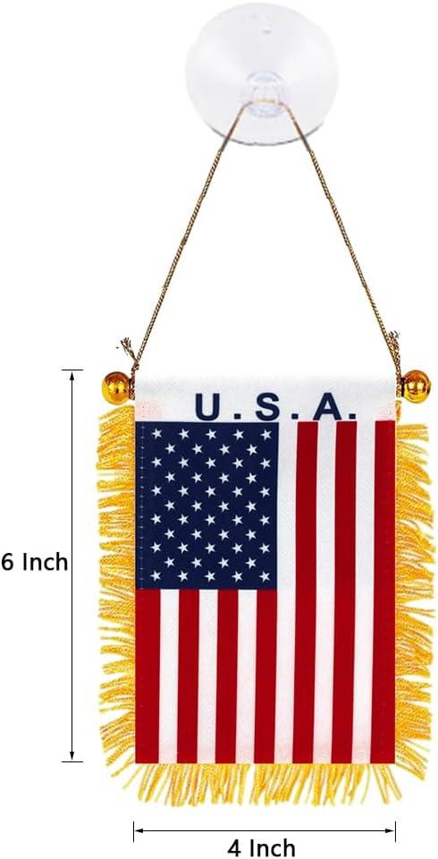 Anley 4 X 6 Inch USA Fringy Window Hanging Flag - American Hanging Flag