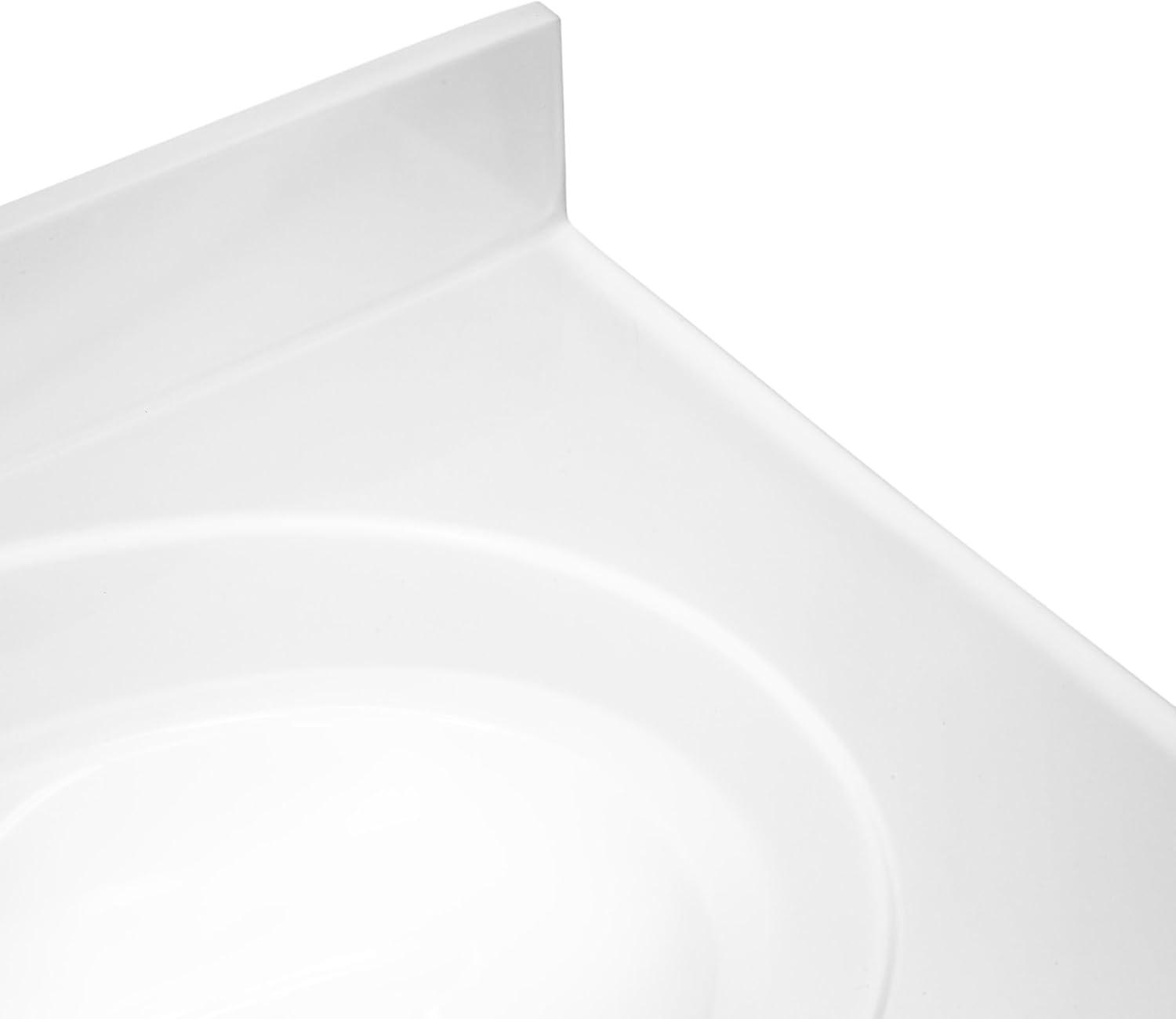 Cultured Marble Vanity Top – 61-Inch Double Bowl Sink Single-Hole with Integrated Backsplash – Reinforced Packaging – Solid White, Design House, 597385