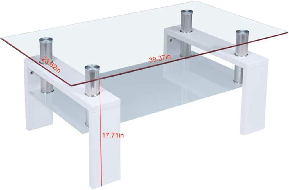 Lipoton Glass Coffee Table Glass Top Coffee Table Glass Living Room Table Rectangle Glass Coffee Table