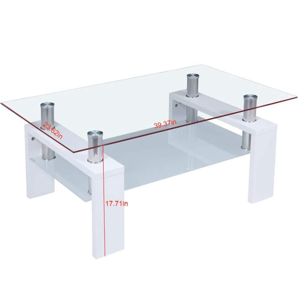 Lipoton Glass Coffee Table Glass Top Coffee Table Glass Living Room Table Rectangle Glass Coffee Table