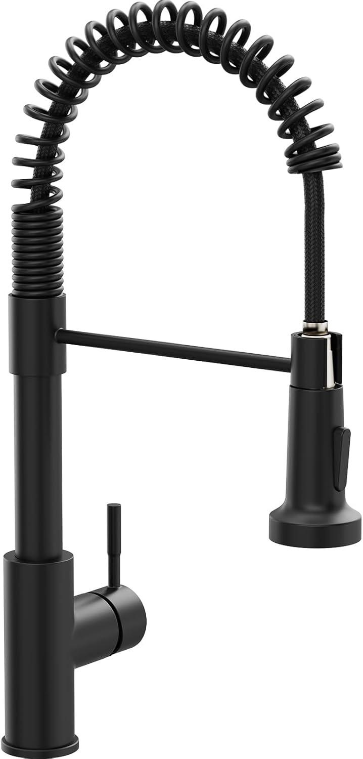 Matte Black Stainless Steel Kitchen Faucet with Pull Down Sprayer