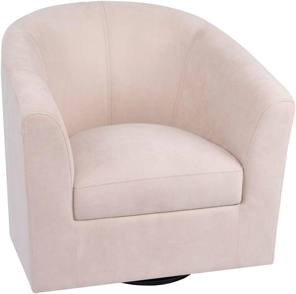 Ariana 360 Degree Swivel Barrel Chairs, Swivel Accent Chairs for Living Room with Armrest, Bucket Chairs for Home, Modern Accent Chairs, Small Club Chairs for Small Spaces - Ivory, Linen