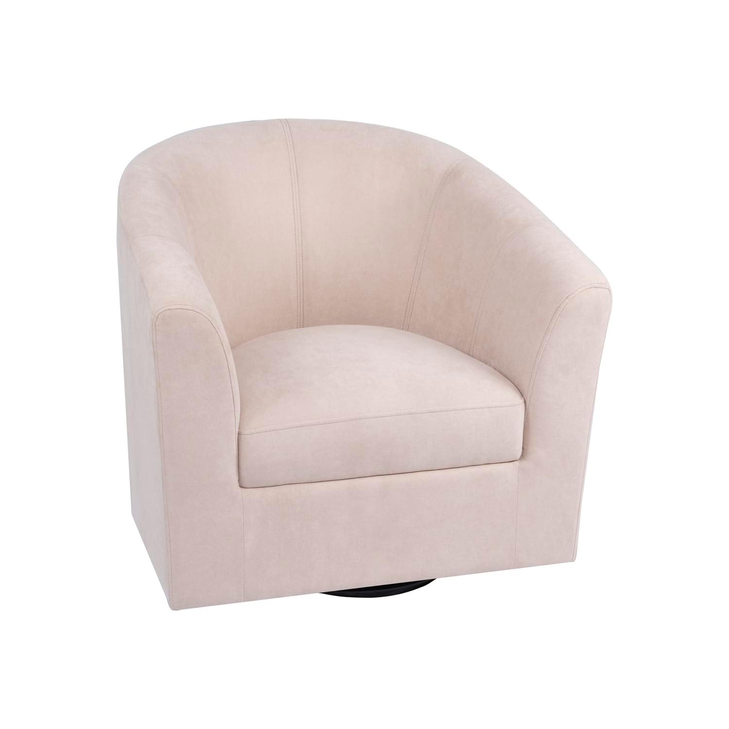 Ariana 360 Degree Swivel Barrel Chairs, Swivel Accent Chairs for Living Room with Armrest, Bucket Chairs for Home, Modern Accent Chairs, Small Club Chairs for Small Spaces - Ivory, Linen