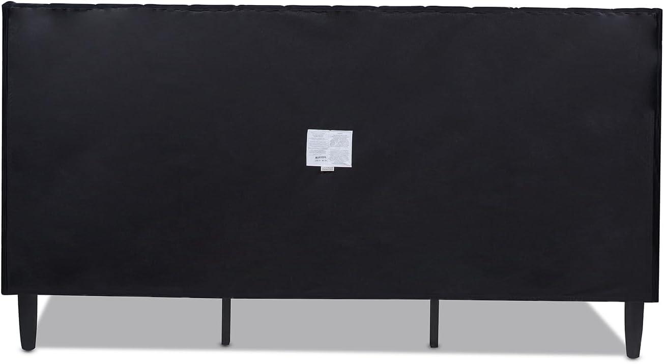 Aspen Vertical Tufted Headboard Platform Bed Set King Anthracite Black Velvet