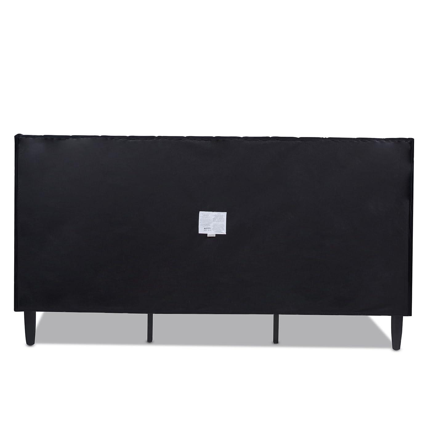 Aspen Vertical Tufted Headboard Platform Bed Set King Anthracite Black Velvet