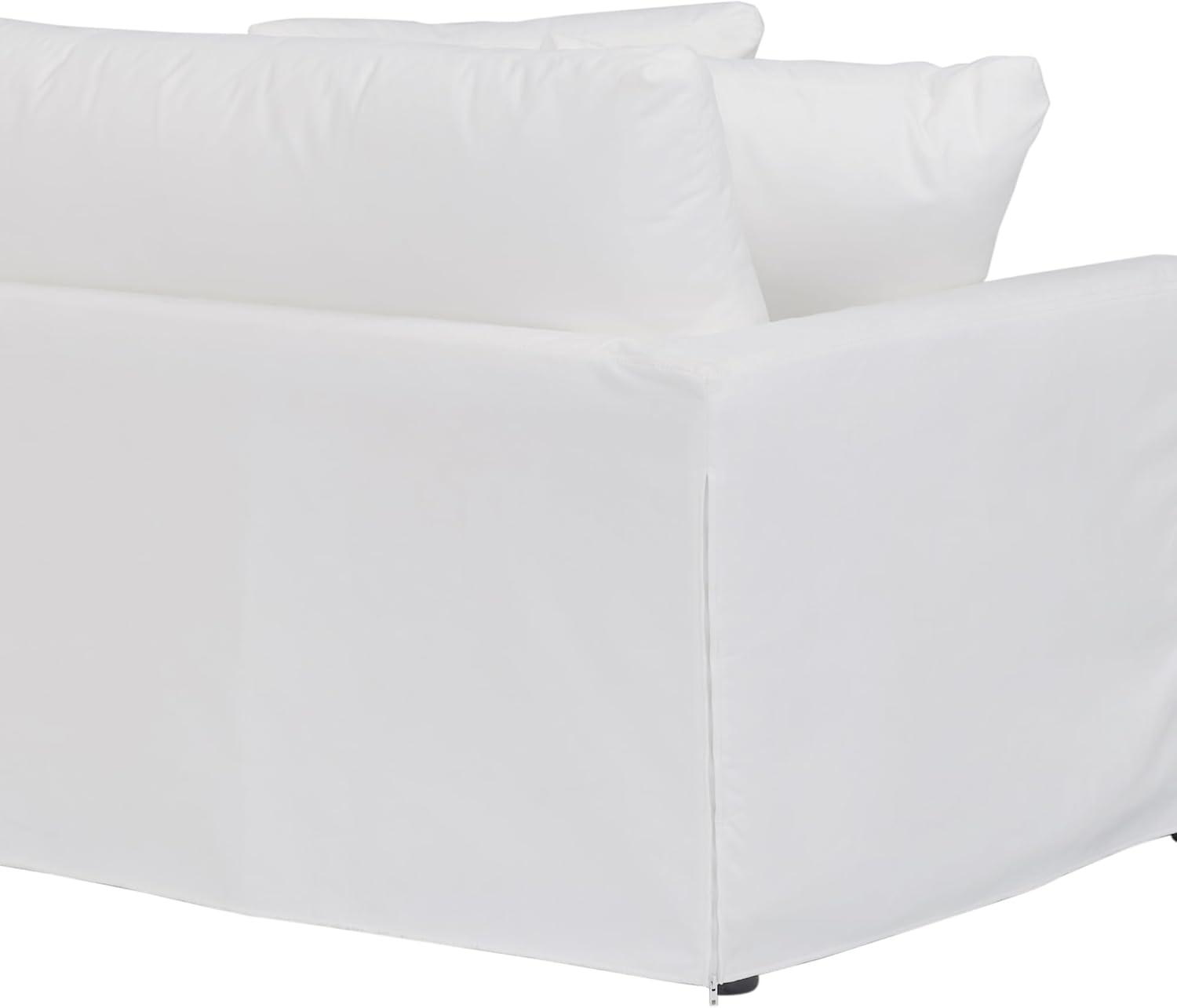 Armen Living Ciara 93" Upholstered Modern Polyurethane Sofa in Pearl