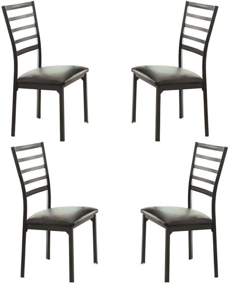 Lexicon Flannery Metal Dining Room Side Chairs in Black and Brown (Set of 4)