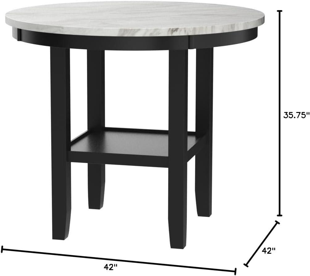 New Classic Furniture Celeste 42" Faux Marble Round Counter Table, Espresso