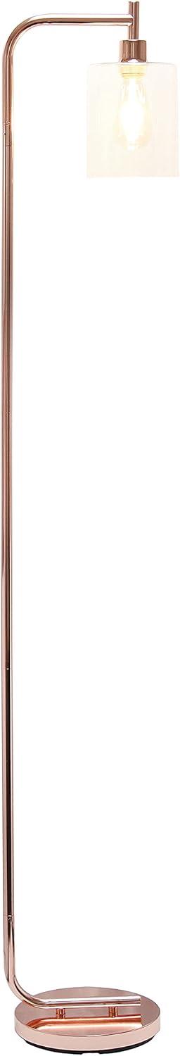 Elegant Rose Gold Arc Floor Lamp with Clear Glass Shade