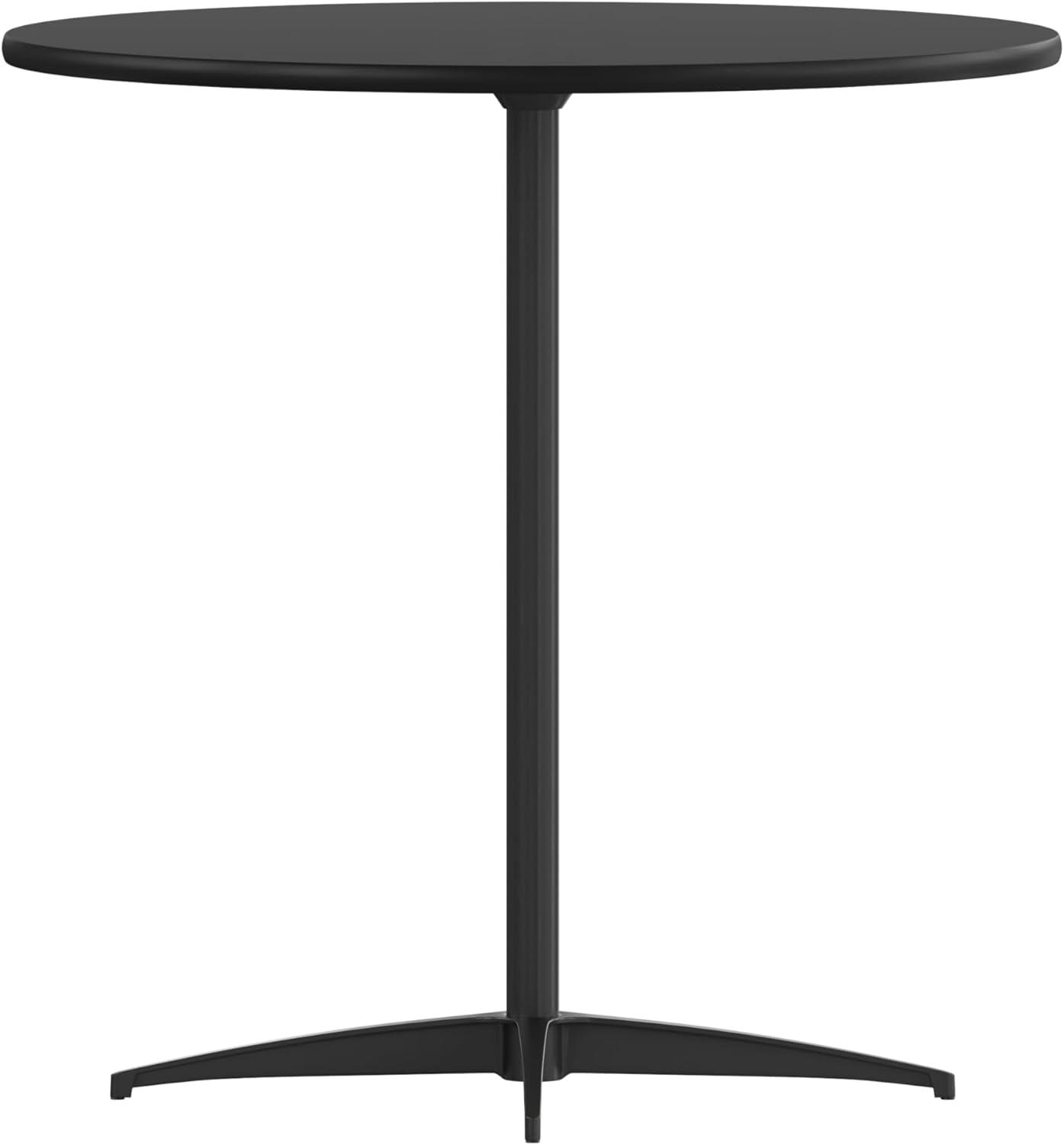 Flash Furniture Lars 30'' Round Wood Cocktail Table with 30'' and 42'' Columns, Black